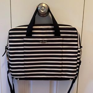 Kate Spade laptop commuter bag - nylon black and white/cream stripes
